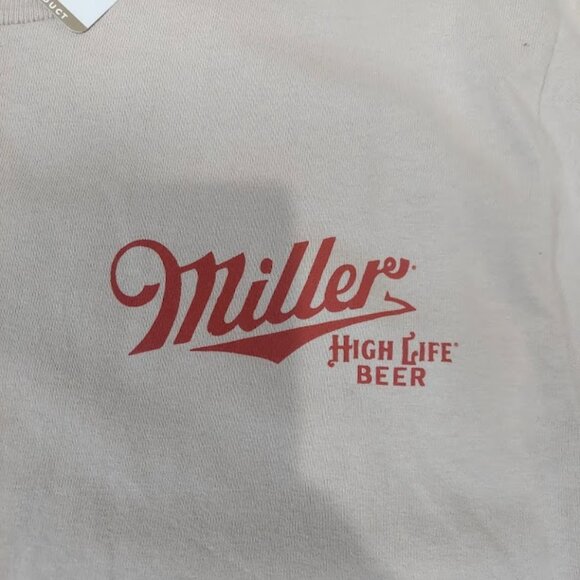 Miller High Life Girl In Moon Print Mens S Graphic T-Shirt Cream Vintage NEW - Picture 4 of 8